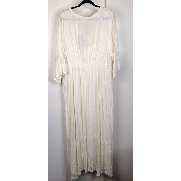 Knox Rose Swiss Dot Cream 3/4 Sleeve Maxi Dress Plus Size 2X Hippie Prairie Boho - Picture 7 of 12